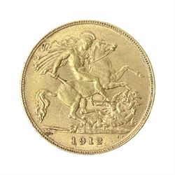 King George V 1912 gold half sovereign coin