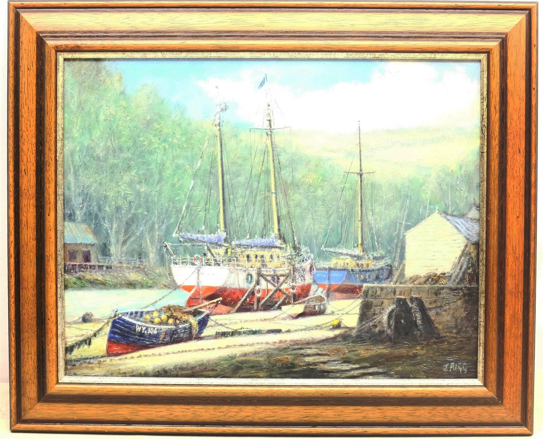 Jack Rigg (British 1927) 'Up the River Esk Whitby', oil on canvas