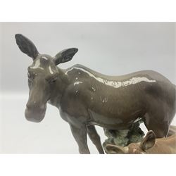 Lladro figure, Elk Family, modelled as a mother and two calves, sculpted by Salvador Furió, with original box, no 5001, year issued 1978, year retired 1981, H23cm