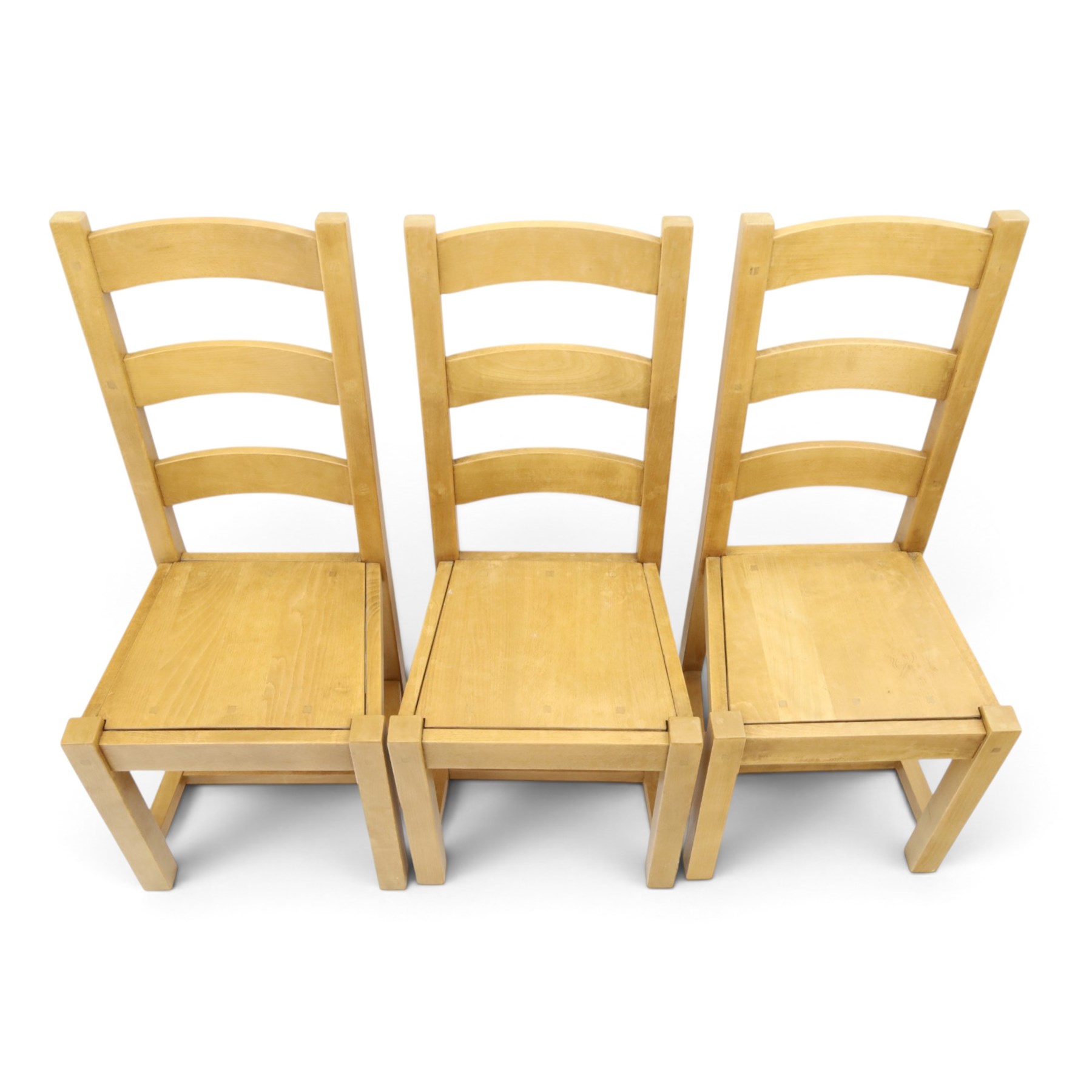 Set of six contemporary solid elm dining chairs