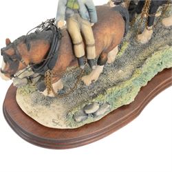 Two Border Fine Arts figure groups, comprising Coming Home, no JH9A by Judy Boyt and Supplementary Feeding, no JH57, both on wooden bases