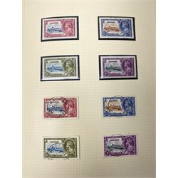 King George V 1935 Silver Jubilee stamps, including Ascension, Australia, Bahamas, Barbados, Basutoland, Bechuanaland Protectorate, Bermuda, British Guiana, British Honduras, British Solomon Islands, Canada, Cayman Islands, Ceylon, Cyprus, Dominica, Falkland Islands, Fiji, Gambia, Gibraltar etc, used and unused examples and various covers, housed in 'The Simplex Blank Album'