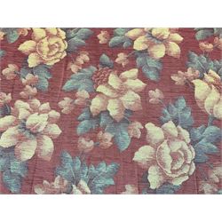 Ercol Renaissance elm two seat sofa, loose cushions in terracotta fabric