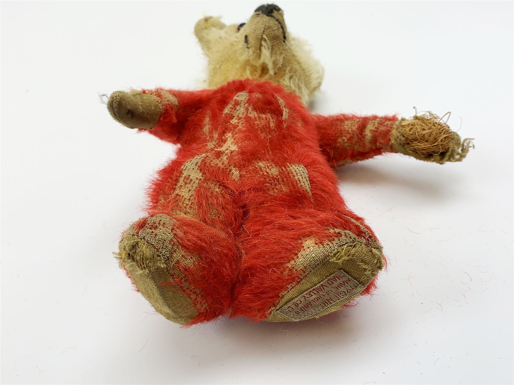 Chad Valley Rainbow Tubby or clown bear c1930s with wood wool filled ...