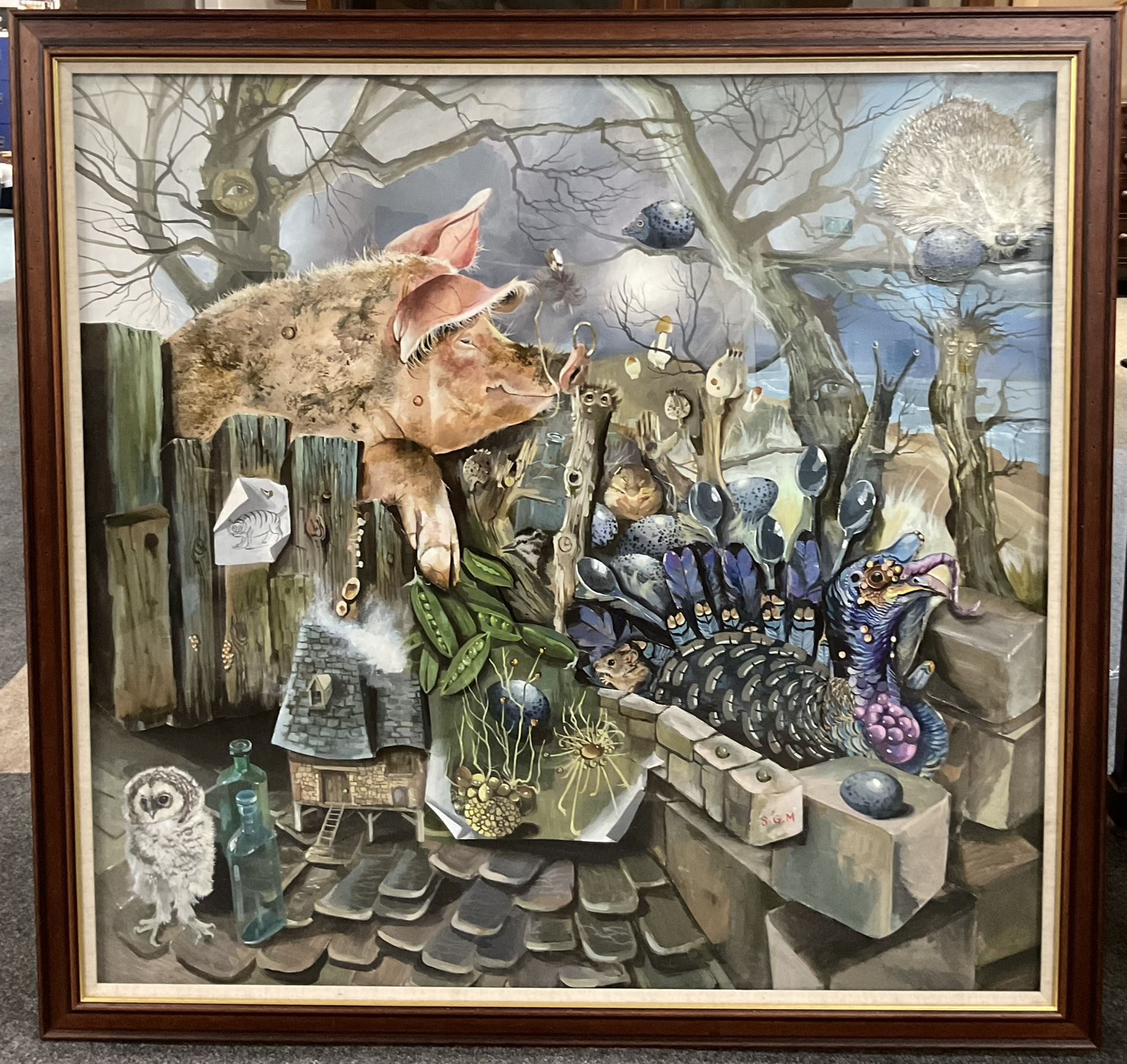 Sheila Gertrude Mackie (Northern British 1928-2010): A Menagerie of Animals, gouache and cut-out signed with initials 113cm x 118cm