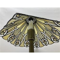 Pair of Tiffany style table lamps with leaded shades, H49cm