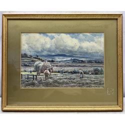 Reginald Aspinwall (British 1858-1921): Harvesting, watercolour signed and dated 1890, 23cm x 35cm