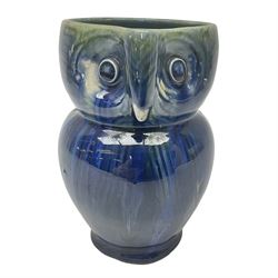 Bourne Denby Danesby Ware novelty owl jug, Electric Blue drip glazed, H15cm