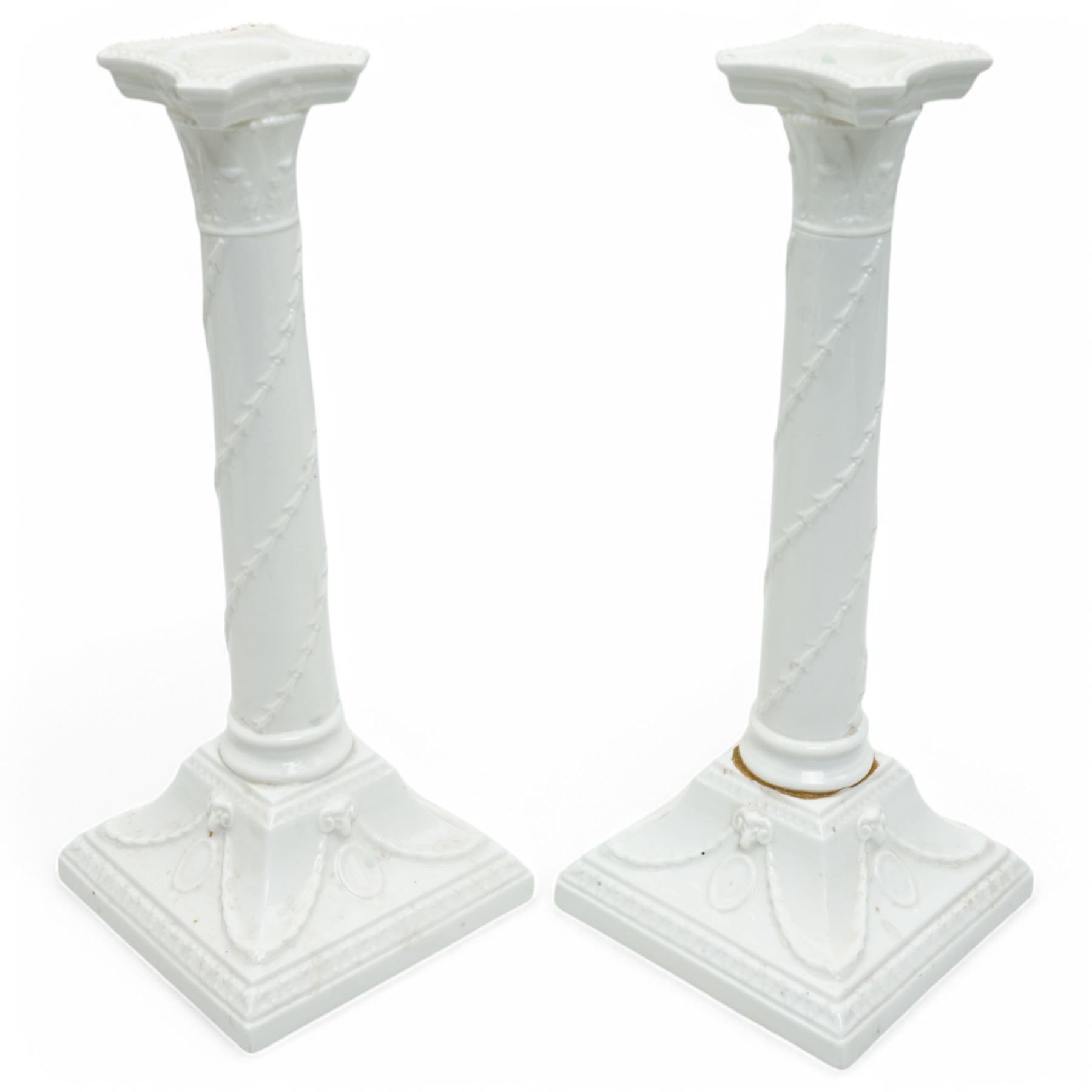 Pair of Wedgwood Corinthian Column candlesticks, with printed marks to base, H27cm (2)