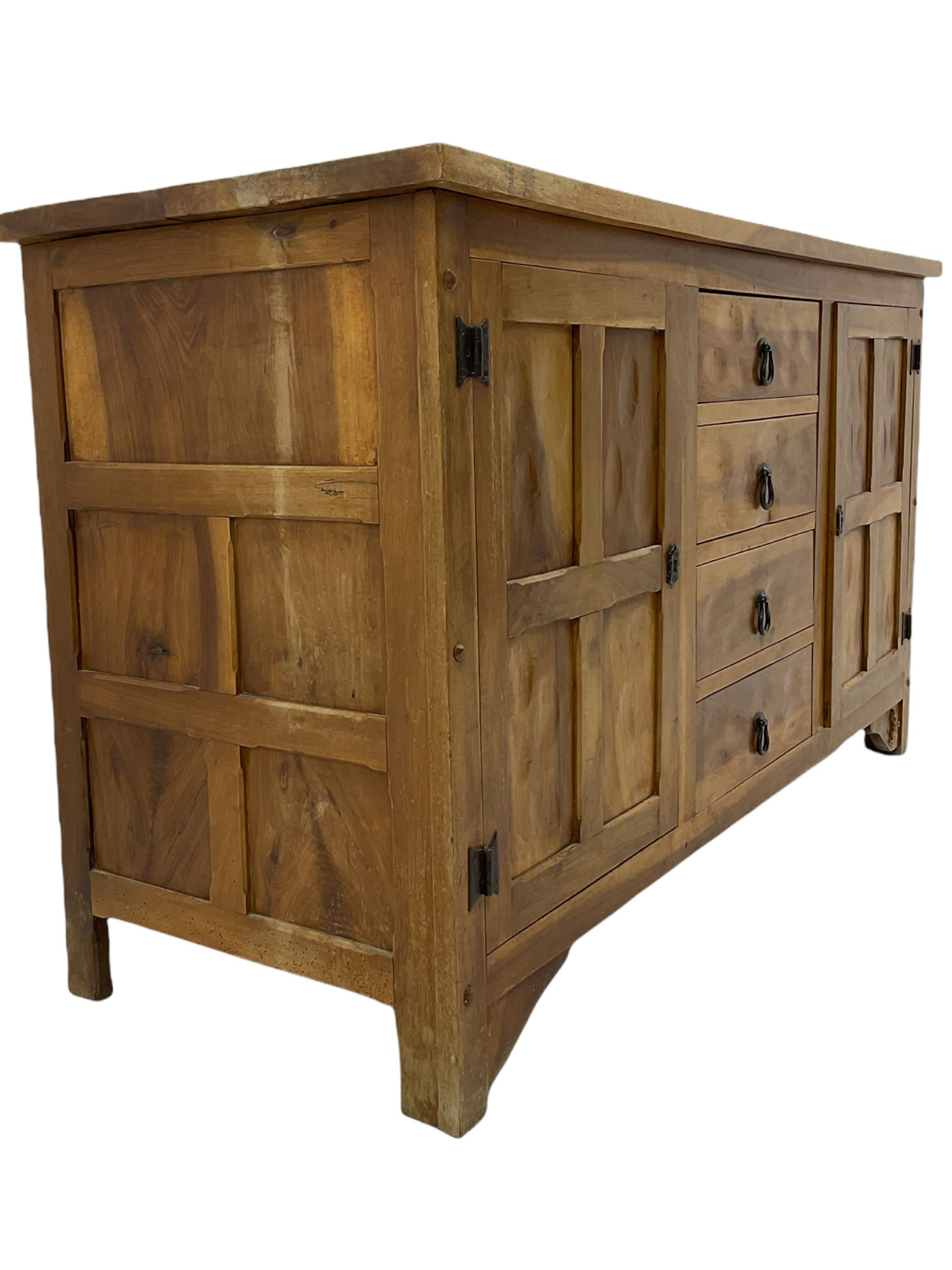 Yorkshire walnut Squirrelman sideboard, adzed top, carved squirrel signature
