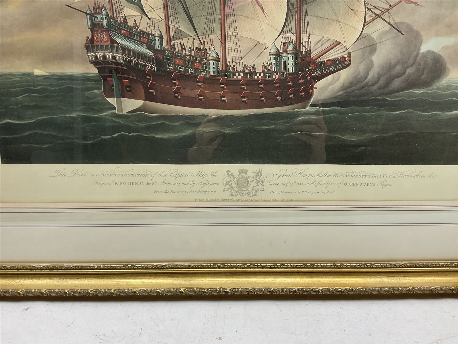 After John Pringle (British 18th century): 'Great Harry' (Henry Grace à Dieu), colour print pub. New YorK 1925, 50cm x 65cm