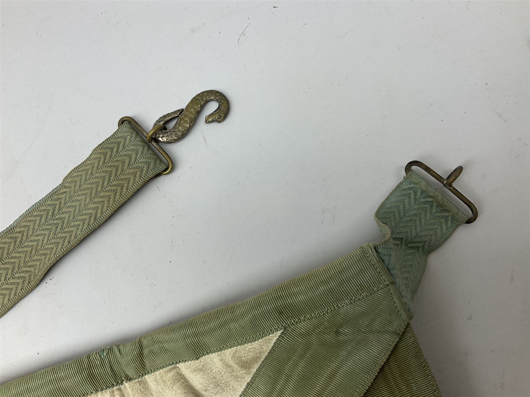 Collection of Masonic items, to include silver WWI 1914-1918 commemorative medallion named 'Bro J. Thompson No. 3458, hallmarked Birmingham 1923, silver and enamelled Masonic Steward medallion hallmarked Birmingham Spencer & Co, 1922, Masonic apron etc