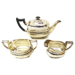  Three piece silver tea set by William Hutton & Sons Ltd Sheffield 1933 approx 35oz gross  