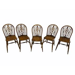 Set five elm and beech hoop and stick back chairs
