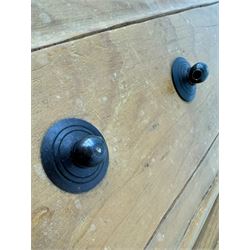 French design hardwood chest, rectangular top with moulded edge over two short and two long drawers with carved scrolling foliate decoration, flanked by carved acanthus leaf columns, on bracket supports