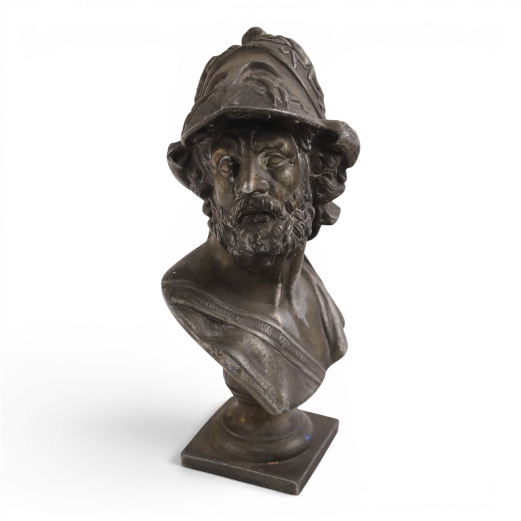 19th Century spelter bust of Menelaus, H21cm