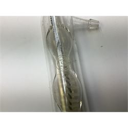 Quantity of laboratory and physics glassware including 'Guinea and Feather' equipment; boxed Latent Heat apparatus; Maltese Cross tube; atmospheric air pressure indicator flask; electroscope discharge tubes etc