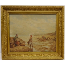  'Limpet Pickers', watercolour signed and titled by Kate E Booth (British fl.1850-1898) 34cm x 42cm  