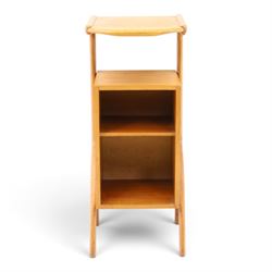 Mid-20th century teak side table with sliding top tray, raised sliding top above an open r...