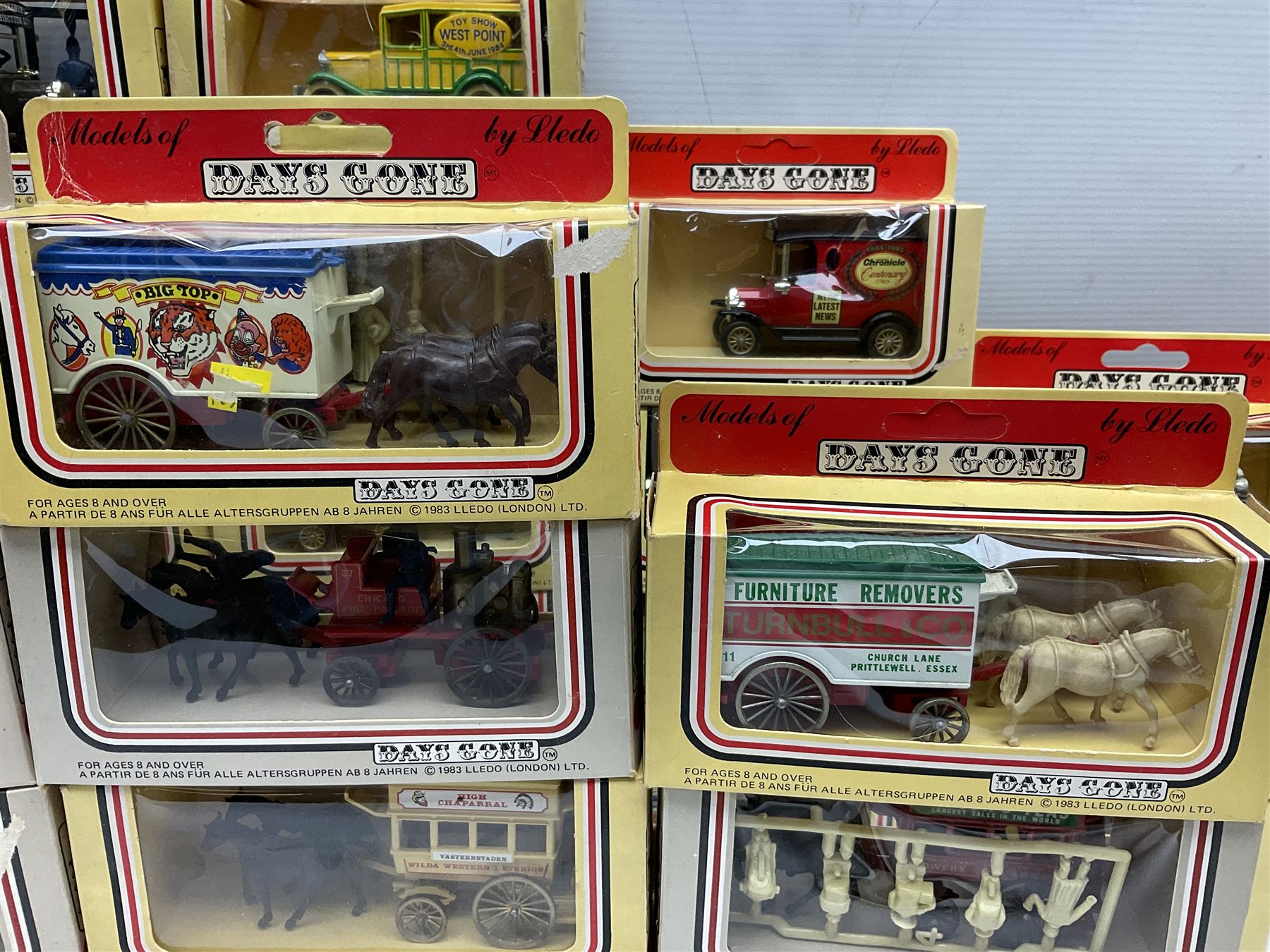 Fifty-two 1980's Days Gone/ Lledo die-cast models including Horse and Carts, all boxed (52)