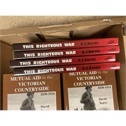 Books - Thirty seven copies of Mutual Air in the Victorian Countryside 1830-1914 by David Neave, four copies of Voices of Hull Real-Life Stories from the Hull City Play edited by Trevelyan Wright, four copies of The Journal of Surgeon Cass Aboard the Whaler 'Brunswick' of Hull, 1824 edited by A G Credland, four copies of This Righteous War by B S Barnes, four copies of Flying Sail Humber Keels and Sloops by Michael E Ulyatt, four copies of Old Beverley by Philip Brown, etc., in two boxes 