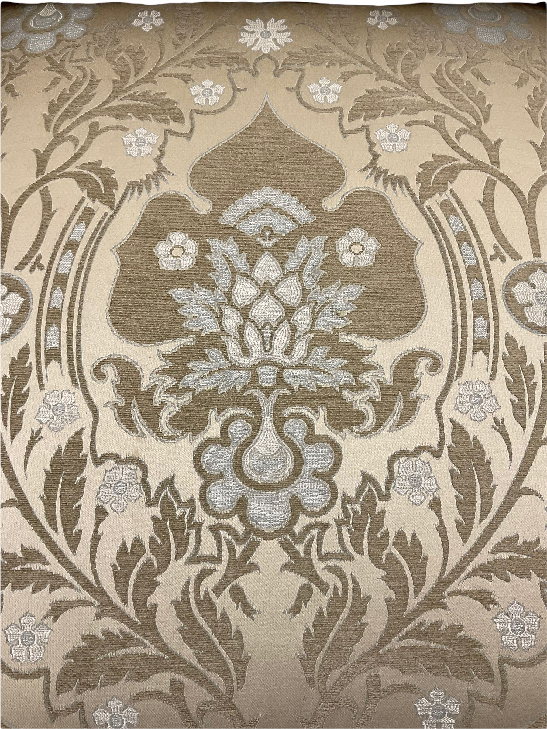 Steed Kedleston three seat sofa, and matching wing back armchair, upholstered in pale gold fabric