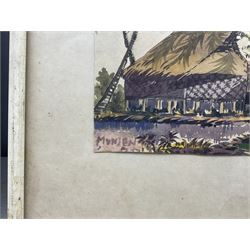 Yong Mun Sen (Malaysian 1896-1962): Coastal and Landscape Scenes with Houses, pair watercolours signed and indistinctly dated, 18.5cm x 27cm (2)