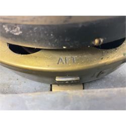  WWII period Type P10 aircraft compass, 16.5cm diameter brass rim marked “Type P10” and “No 1130B”, spring mounted onto brass base with Air Ministry plate marked “Crown A.M. No 6A.1671”; in original grey painted wooden box