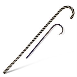 Glass walking stick, together with a smaller example, largest L85cm