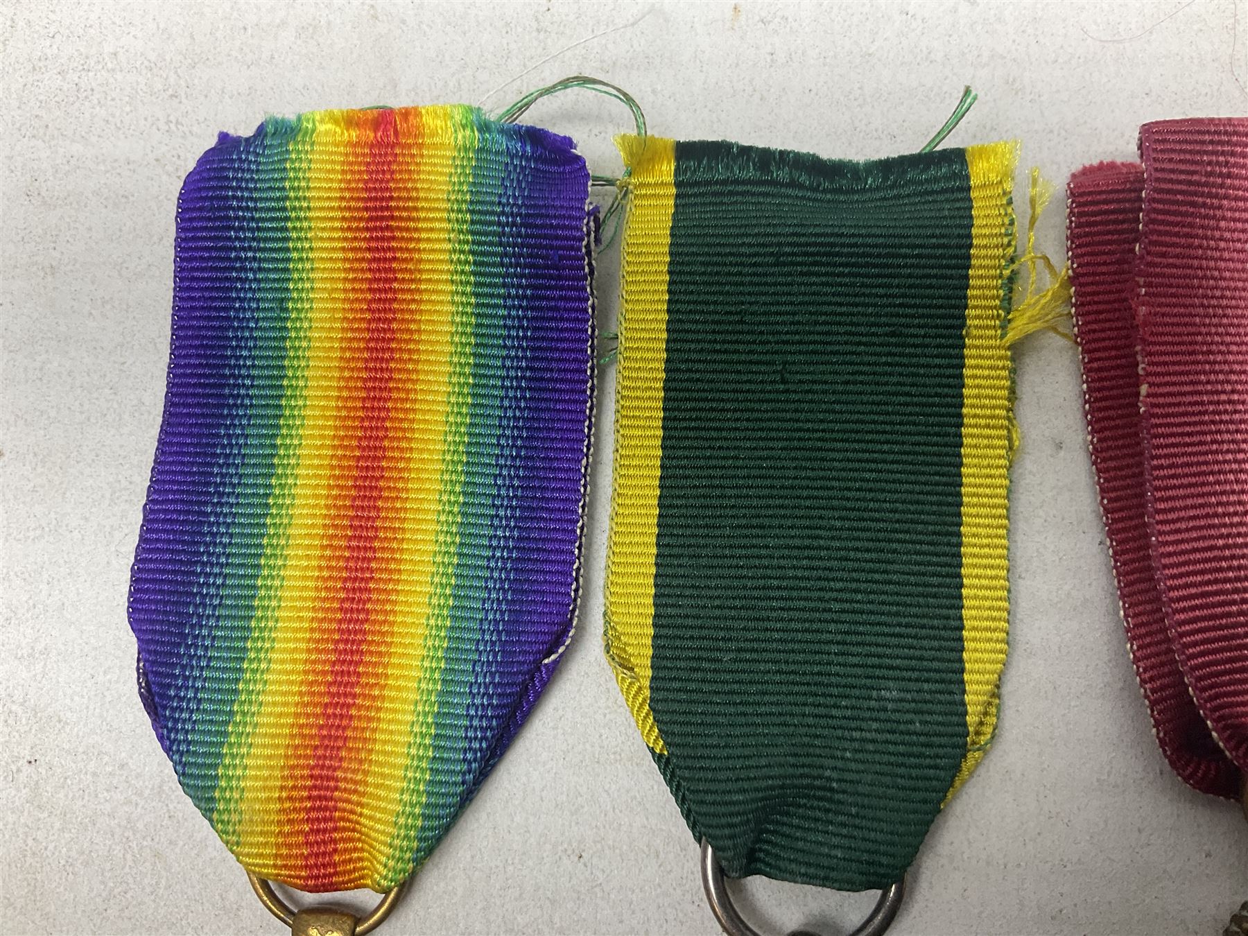 WW1 group of three medals comprising British War Medal, 1914-15 Star and Victory Medal awarded to 1270 Dvr. J. Fisher A.S.C.; and Territorial Efficiency Medal to T4-214571 Dvr. J. Fisher R.A.S.C.; all with ribbons (4)