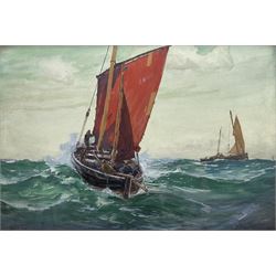 Ernest Dade (Staithes Group 1868-1934): Lowestoft Herring Boats at Sea, gouache signed 43.5cm x 64cm 
Provenance: by direct descent through the artist's family, never previously been on the market.