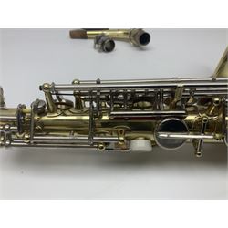 Czechoslovakian Boosey & Hawkes Powertone alto saxophone, serial no.125362; in fitted carrying case with crook