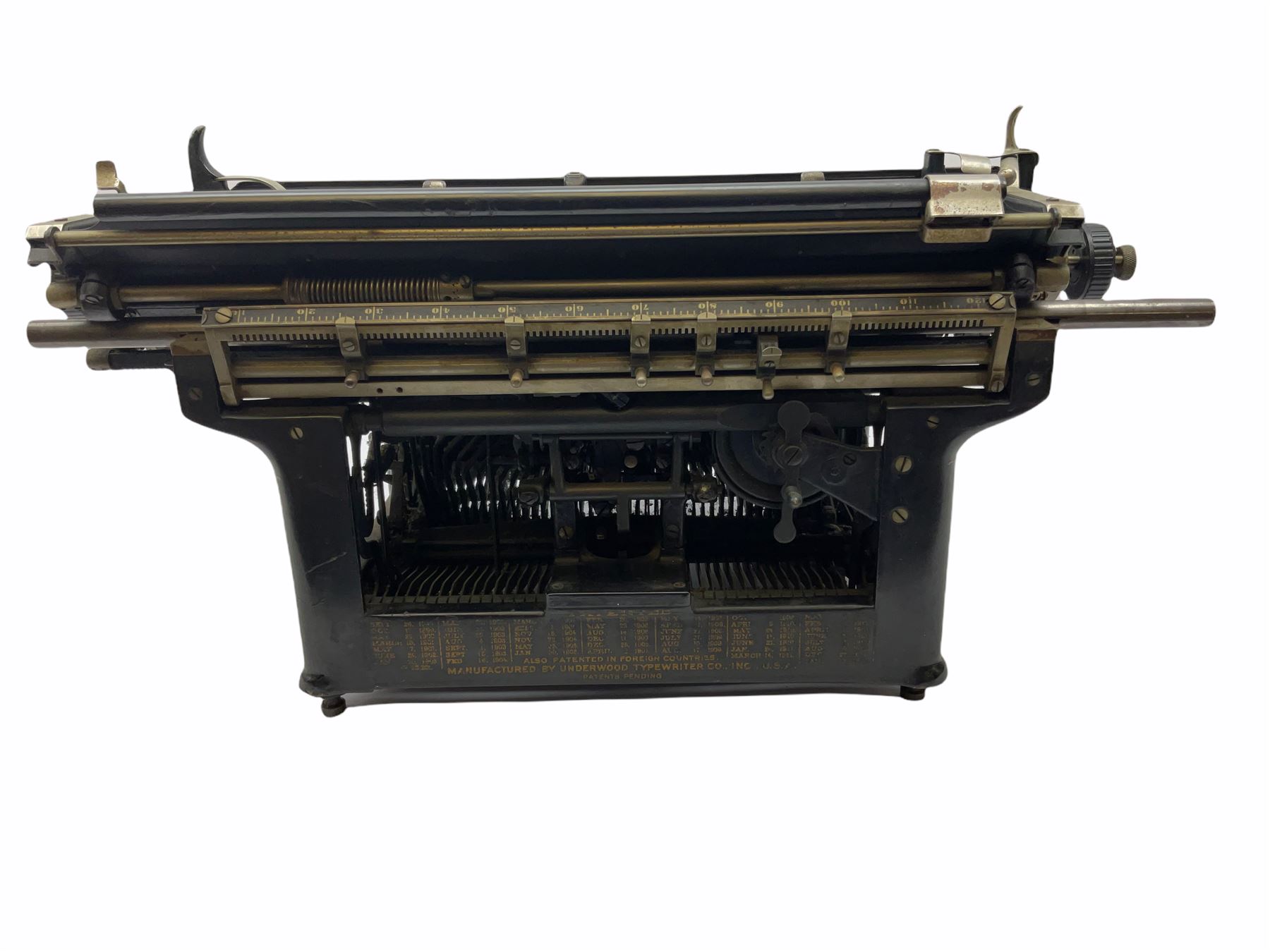Underwood manual typewriter with original cover and Knitmaster Knitting machine in original box with instructions. 