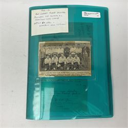 Collection of 1940s/1950s football player selection cards, all relating to Ray Lambert for Saltaire FC, together with newspaper cuttings and other ephemera 