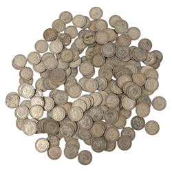 Approximately one hundred and sixty Great British pre-1947 silver one shilling coins