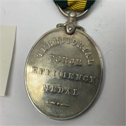 George V Naval Long Service and Good Conduct Medal awarded to K19570 J.L. Honeysett L. Sto. H.M.S. Royal Oak; and George V Territorial Force Efficiency Medal awarded to 312762 Ftr. S/Sjt. D. Newton R.G.A.; both with ribbons (2)