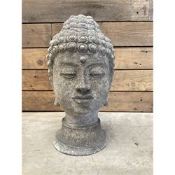 Cast stone Thai head garden figure