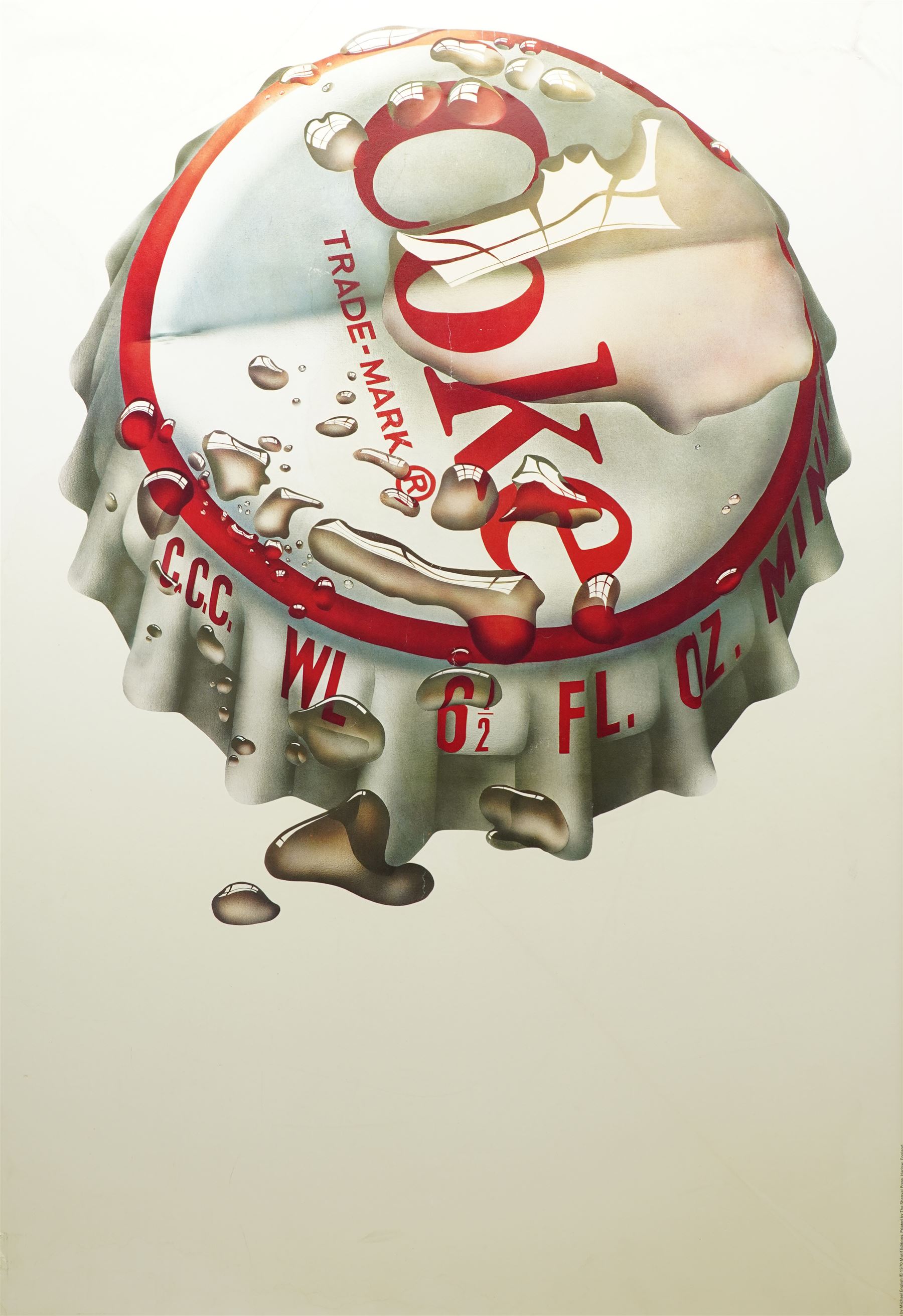 After Michael English (British 1941-2009): Coke Bottle Top Trademark, colour pop-art poster pub. 1970, 89cm x 61cm