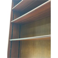 20th century mahogany open bookcase, fitted with three adjustable shelves