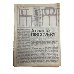 Captain Scott replica mahogany cabin chair, corner shaped with studded leather seat, with miniature prototype and paperwork