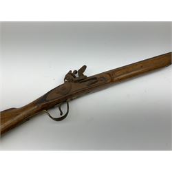 19th century flintlock musket for restoration or display, the mahogany full stock with brass mounts and under barrel ramrod L166.5cm