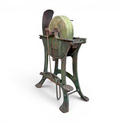 19th century cast iron pedal operated grinding stone