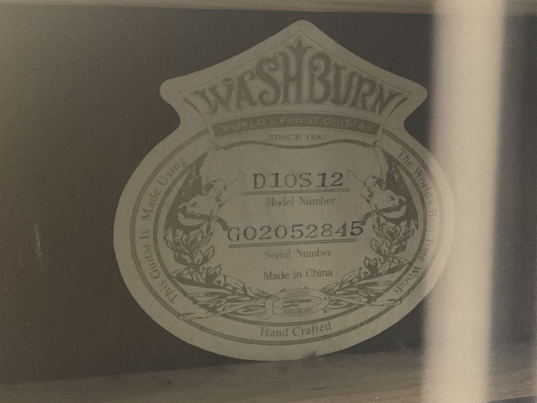 Washburn 12 - string acoustic guitar, model D10S12; serial no.G02052845; L107cm; in CNB soft carrying case