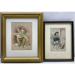 George Hodgson (British 1847-1921): The Jester and The Veteran, two watercolours signed, dated 1892 and 'Xmas 1882', respectively, 15cm x 11cm and 13cm x 8.5cm (2) 
Notes: born in Nottingham, Hodgson lived in Grange-over-Sands and was a member of the Nottingham Society of Artists, acting as Vice-President 1908-1917. He exhibited many works at the Nottingham Castle Museum, the Royal Academy, Royal Birmingham Society of Artists, and Royal Society of British Artists.