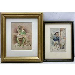 George Hodgson (British 1847-1921): The Jester and The Veteran, two watercolours signed, dated 1892 and 'Xmas 1882', respectively, 15cm x 11cm and 13cm x 8.5cm (2) 
Notes: born in Nottingham, Hodgson lived in Grange-over-Sands and was a member of the Nottingham Society of Artists, acting as Vice-President 1908-1917. He exhibited many works at the Nottingham Castle Museum, the Royal Academy, Royal Birmingham Society of Artists, and Royal Society of British Artists.