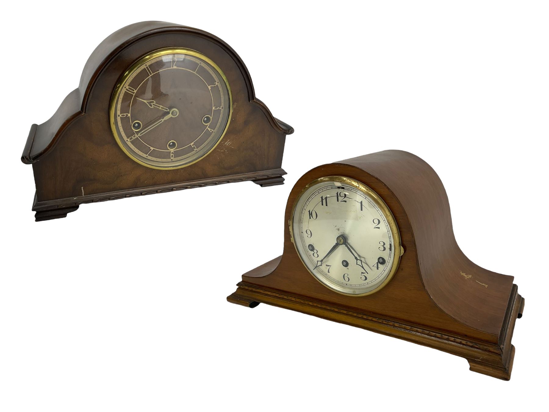 Mahogany cased Westminster chiming mantle clock  and a 1950’s Westminster chiming mantle clock with an all wooden dial (2)
