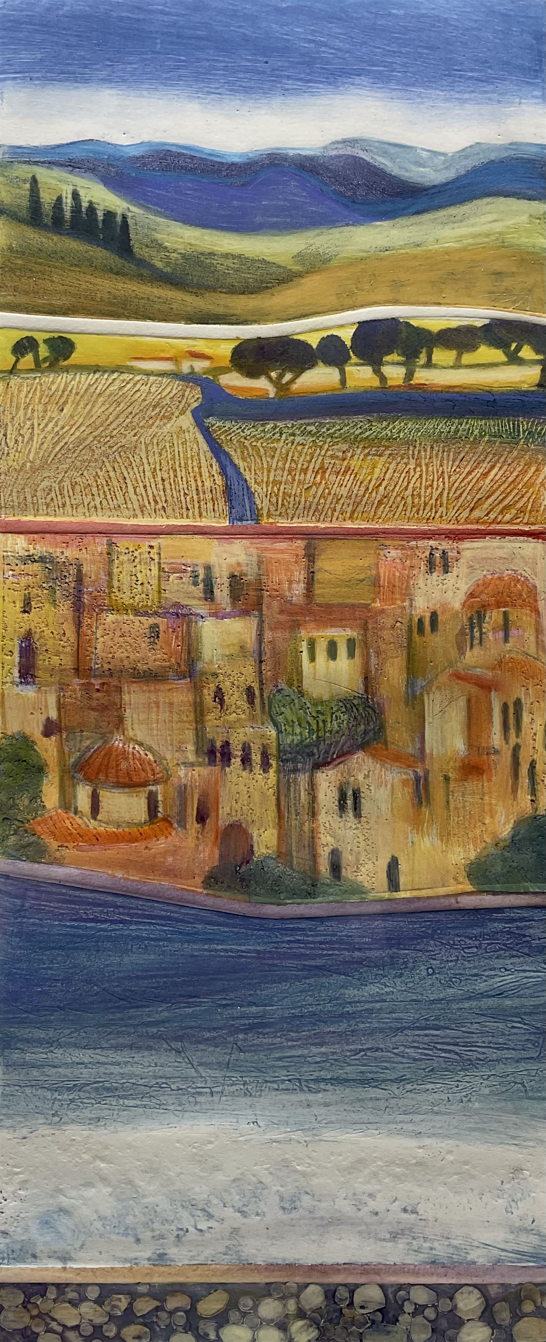 Pip Carpenter (British Contemporary): 'Maui', trial proof coloured etching signed and titled in pencil 58cm x 24cm 