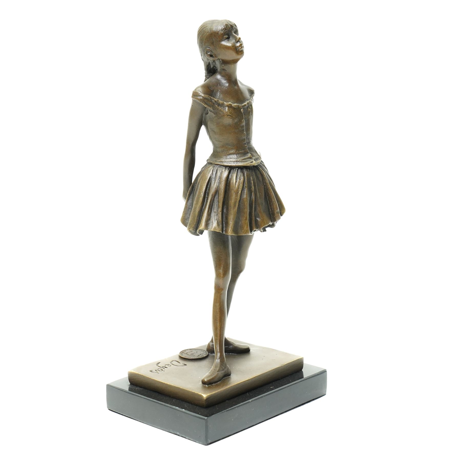 After Edgar Degas - Bronze figure of a ballerina 'La Petite Danseuse de Quatorze Ans' with signature and foundry mark on rectangular base H19cm
