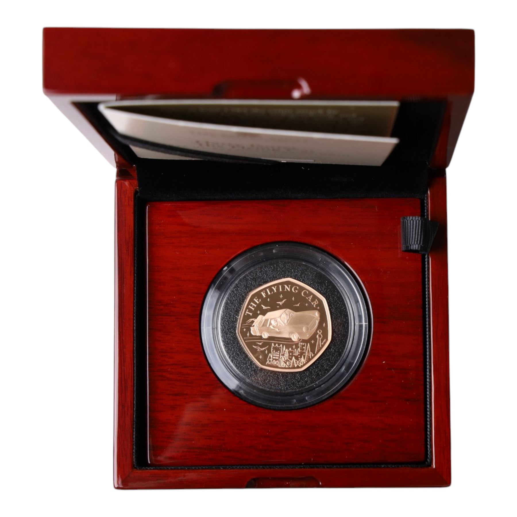 The Royal Mint United Kingdom 2025 'Harry Potter The Flying Car' gold proof fifty pence coin, cased and boxed with certificate