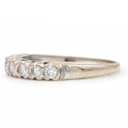 18ct white gold diamond half eternity ring, set with seven round brilliant cut diamonds, London 1974, total diamond weight approx 0.35 carat